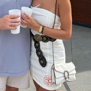 White Strapless denim Dress